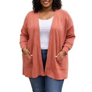 Terra & Sky Plus Size 14W Open-Front Cardigan Pockets Layering Sweater Style